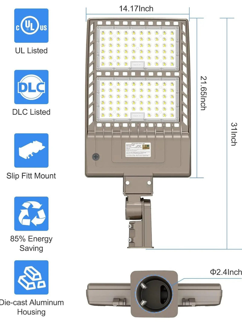 320W LED Parking Lot Light Hard Wired 48,000LM, Hot Wire UL Listed Industrial Grade LED Shoebox Parking Pole Light 5000K IP65 Waterproof by Outdoor Solar Outlet