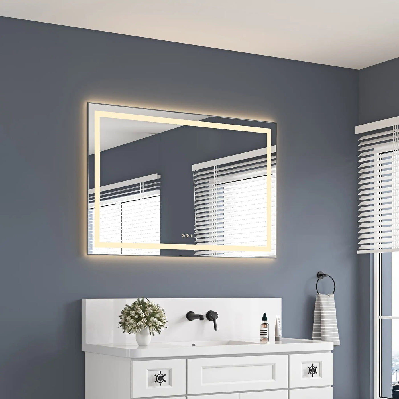 48" x 32" LED Bathroom Mirror with Front and Backlight by HouseOfZazla