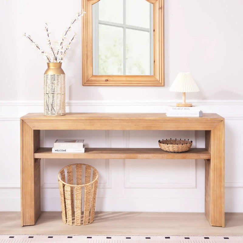 Console Table With Storage Shelf - Antique Natural / Light Natural / Natural by Unique Piece Furniture