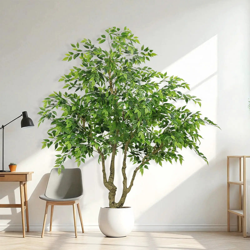 Artificial Banyan Tree With A Trunk And Lifelike Leaves, For Indoor And Outdoor Use - Green by HouseOfZazla