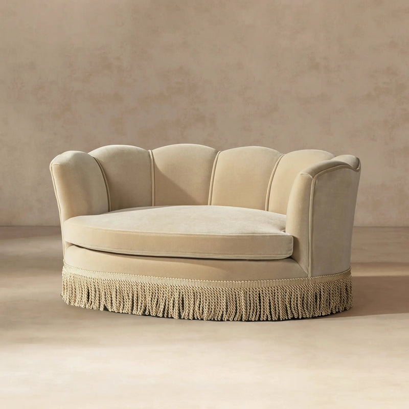 Clara 34.5" Scalloped Pet Sofa Bed, Medium, Fawn by HouseOfZazla
