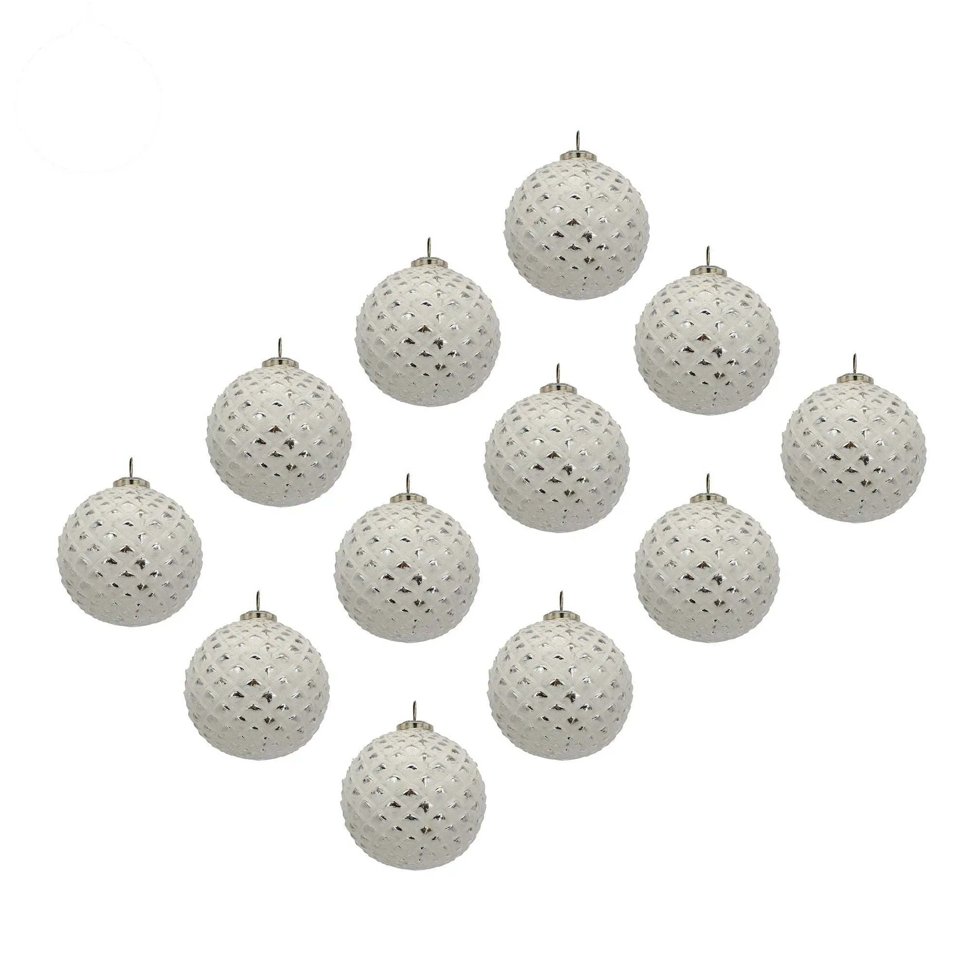 Christmas Ball Ornaments, Decorative Hanging Ball Christmas Tree Ornaments, For Holiday Party Decorations (Set of 12) - White by HouseOfZazla