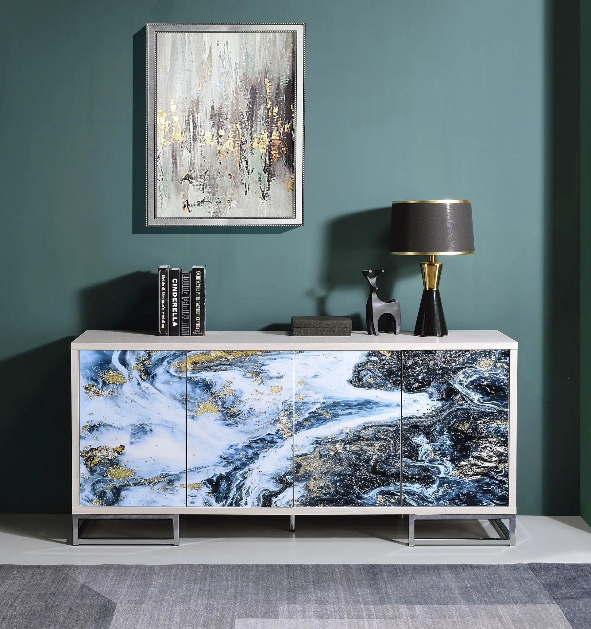 Liam - Marble Paint Console Cabinet - Multi by Unique Piece Furniture