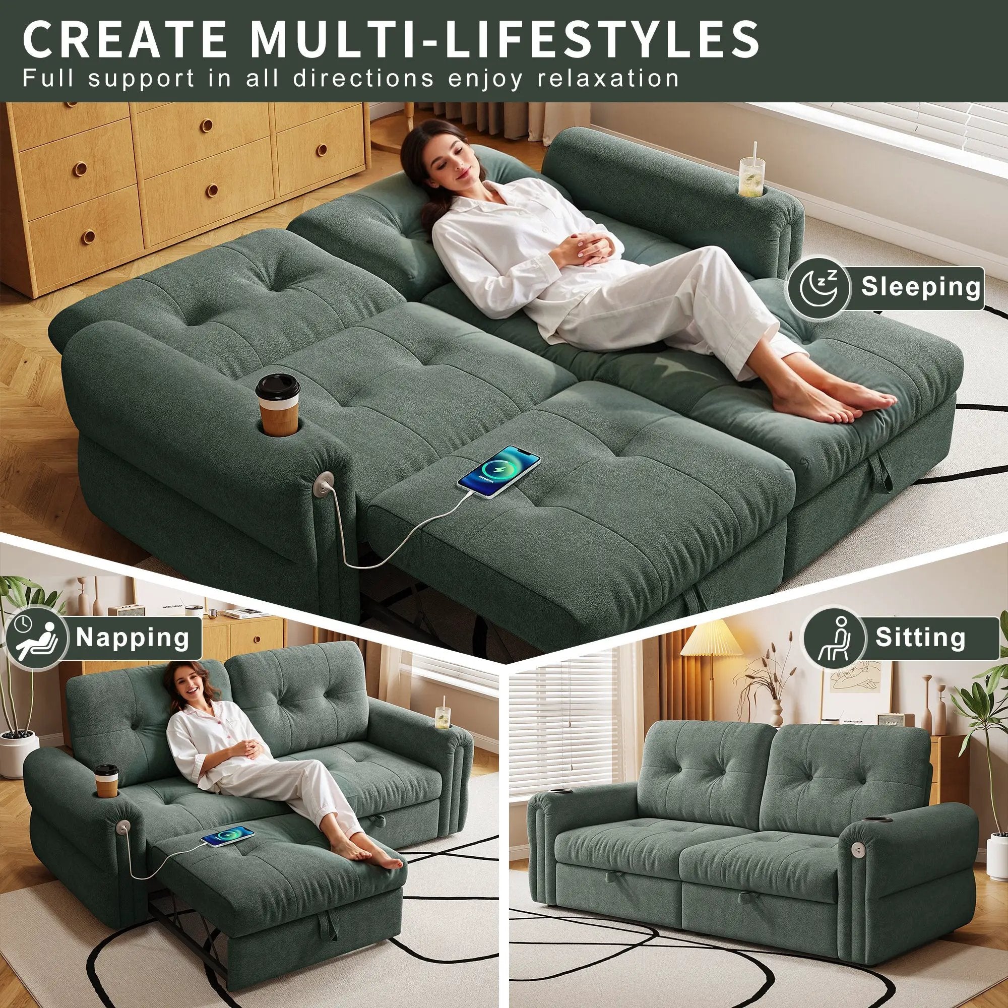 Chenille Convertible Sofa Bed by HouseOfZazla