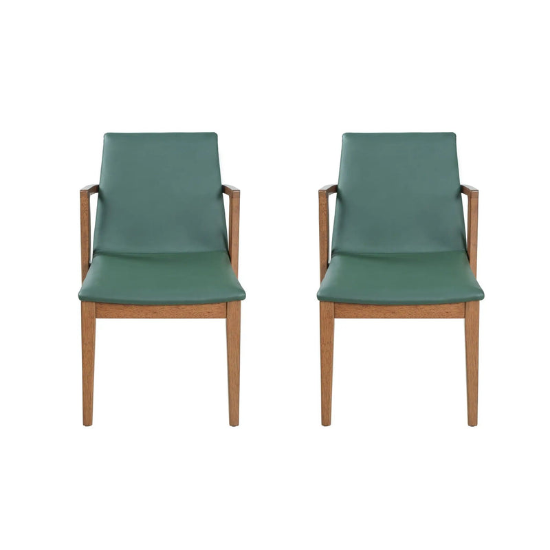 Dining Chairs (Set of 2) - Green / Walnut by HouseOfZazla