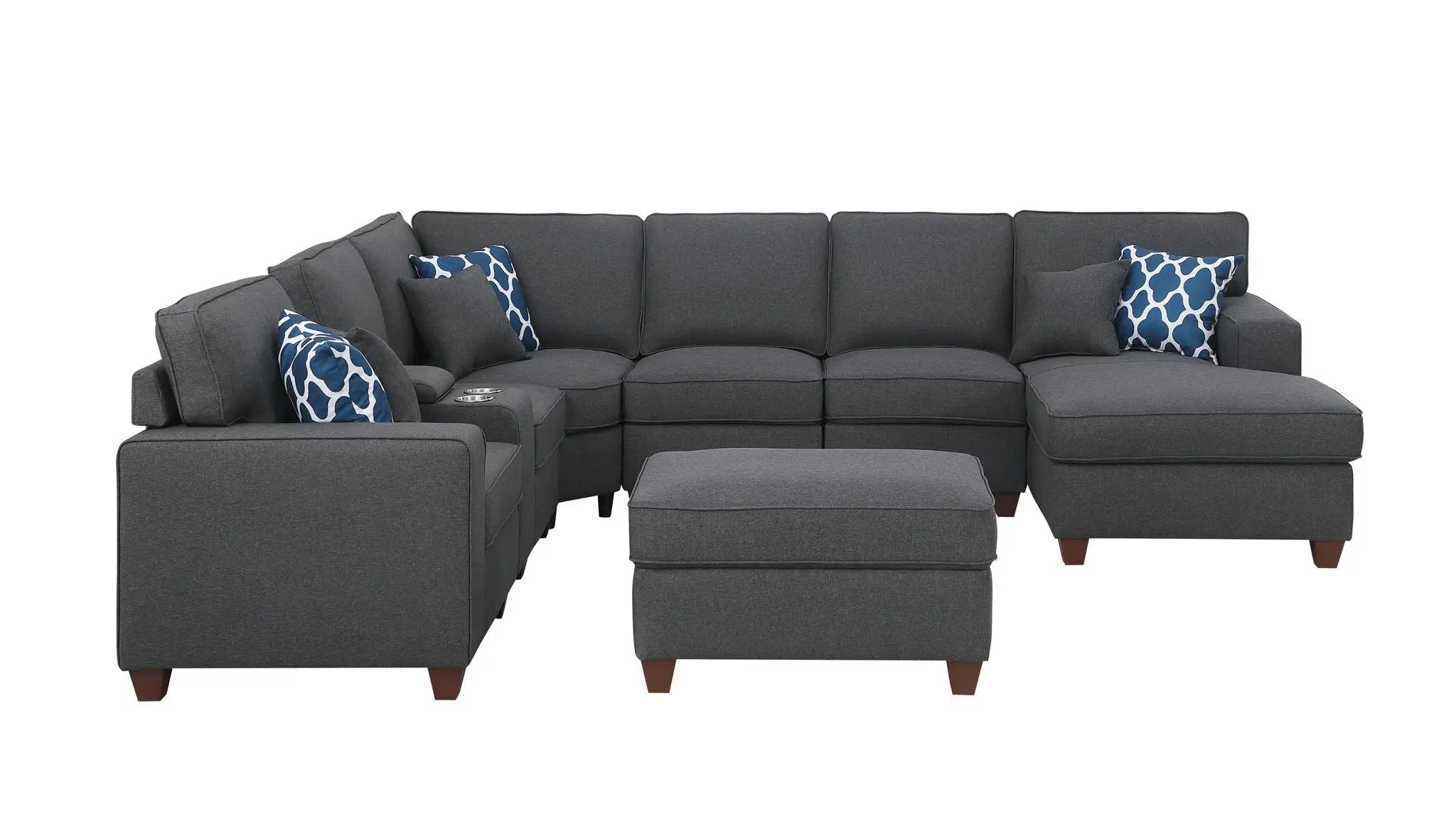 Tina - 8 Piece Upholstered Sectional With Ottoman by Unique Piece Furniture