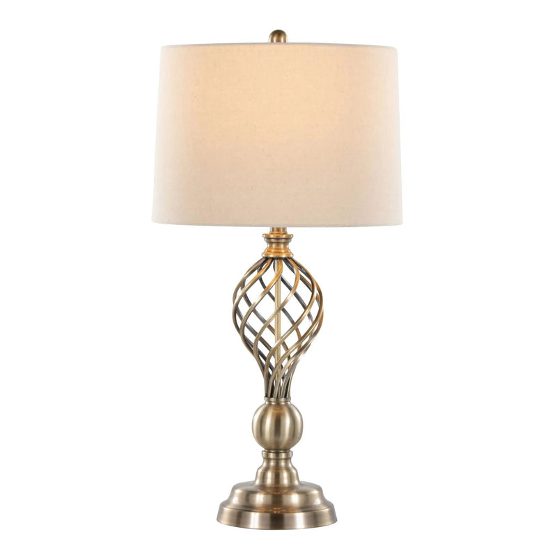 Linx - Twist Contemporary Table Lamp (Set of 2) - Antique Soft Brass / White by HouseOfZazla