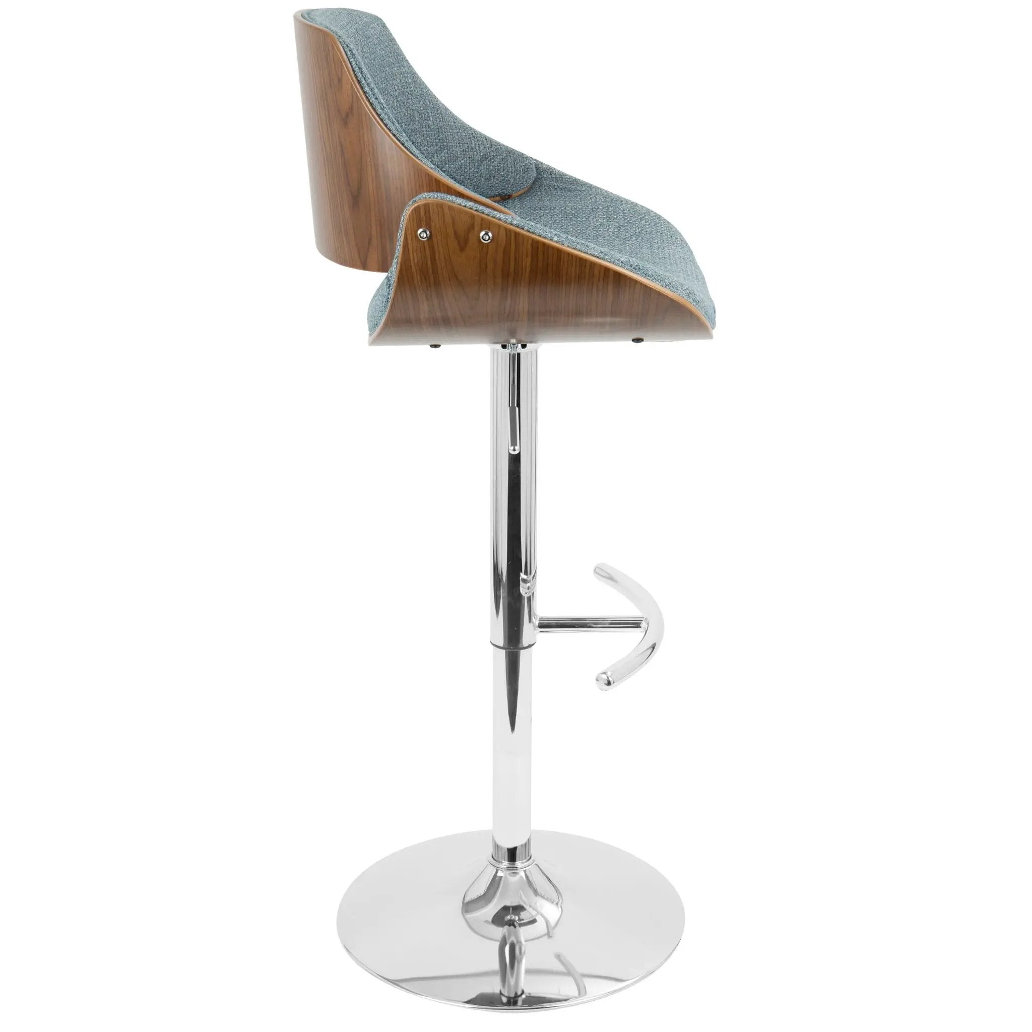 Fabrizzi - Mid Century Modern Adjustable Barstool With Swivel With Rounded T Footrest (Set of 3) by Unique Piece Furniture