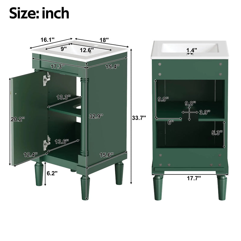 18" French Style Bathroom Cabinet with Storage by HouseOfZazla