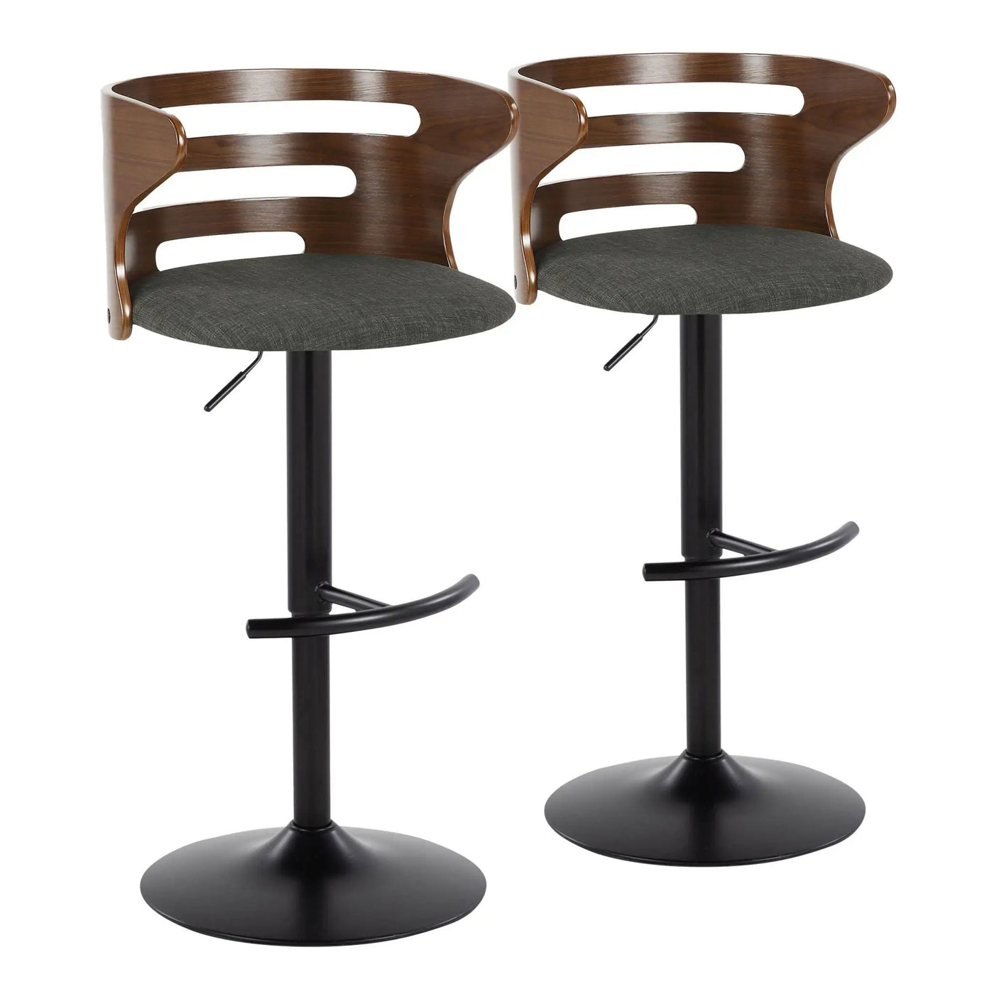 Cosi - Mid Century Modern Adjustable Barstool With Swivel With Rounded T Footrest (Set of 2) by Unique Piece Furniture