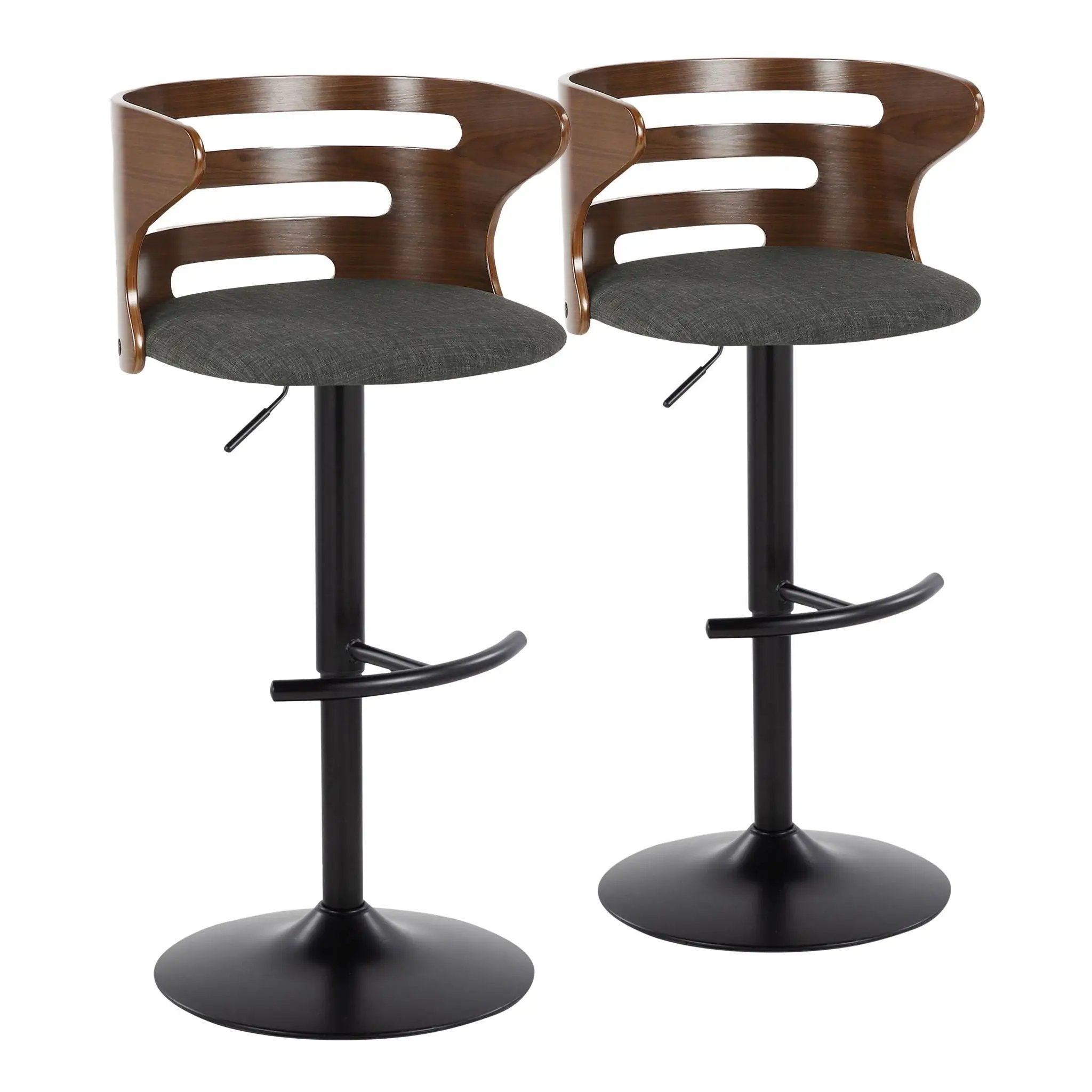 Cosi - Mid Century Modern Adjustable Barstool With Swivel With Rounded T Footrest (Set of 2) by Unique Piece Furniture