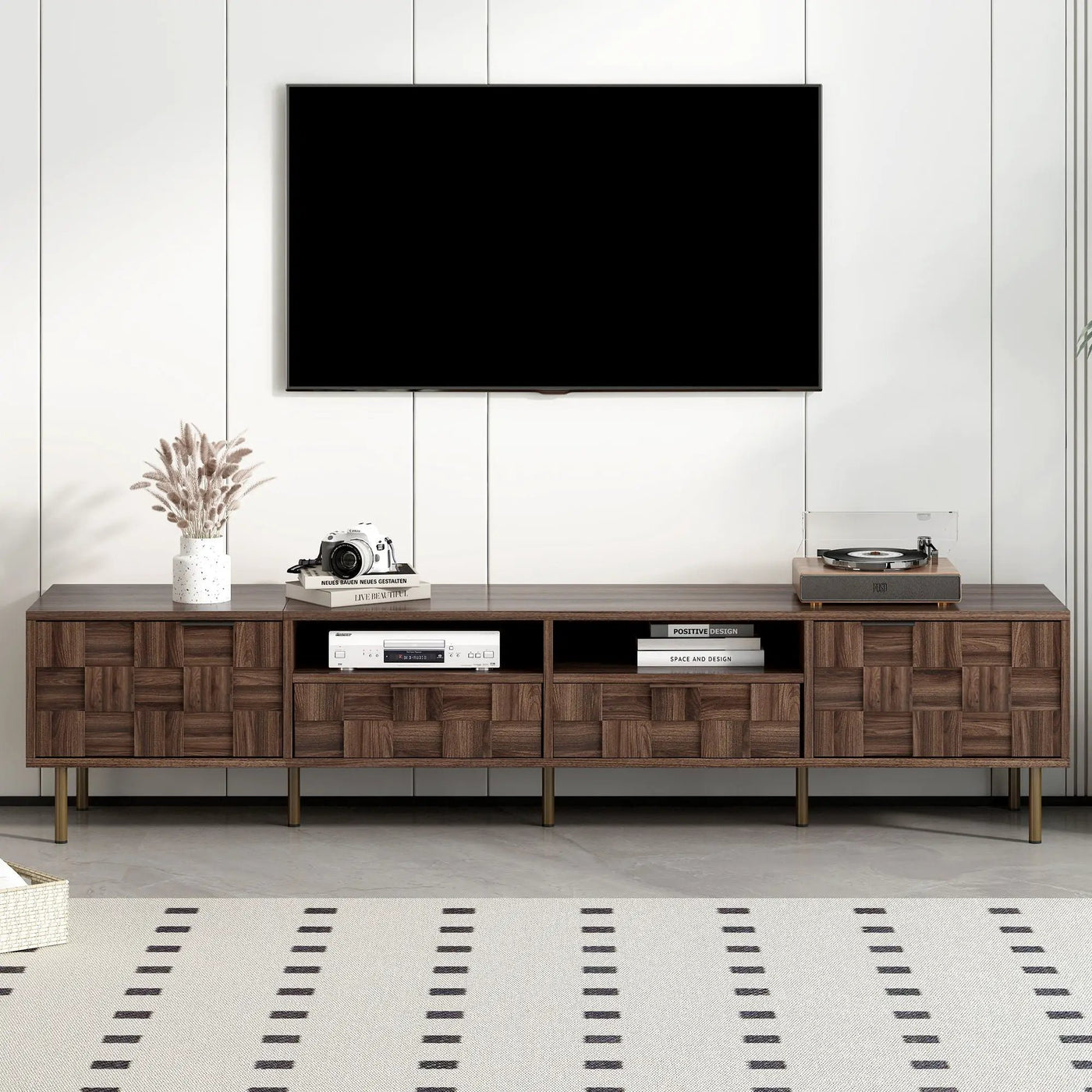 TV Stand With 2 Drawers, Media Console Table, Storage Cabinet With Cable Management by Unique Piece Furniture