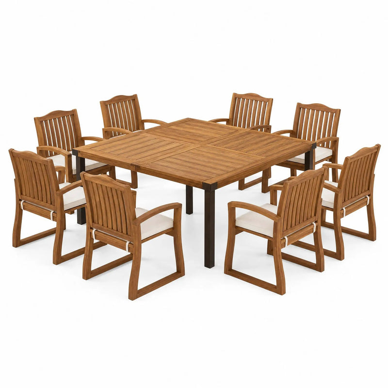 9-Piece Acacia Wood Outdoor Patio Dining Set by HouseOfZazla