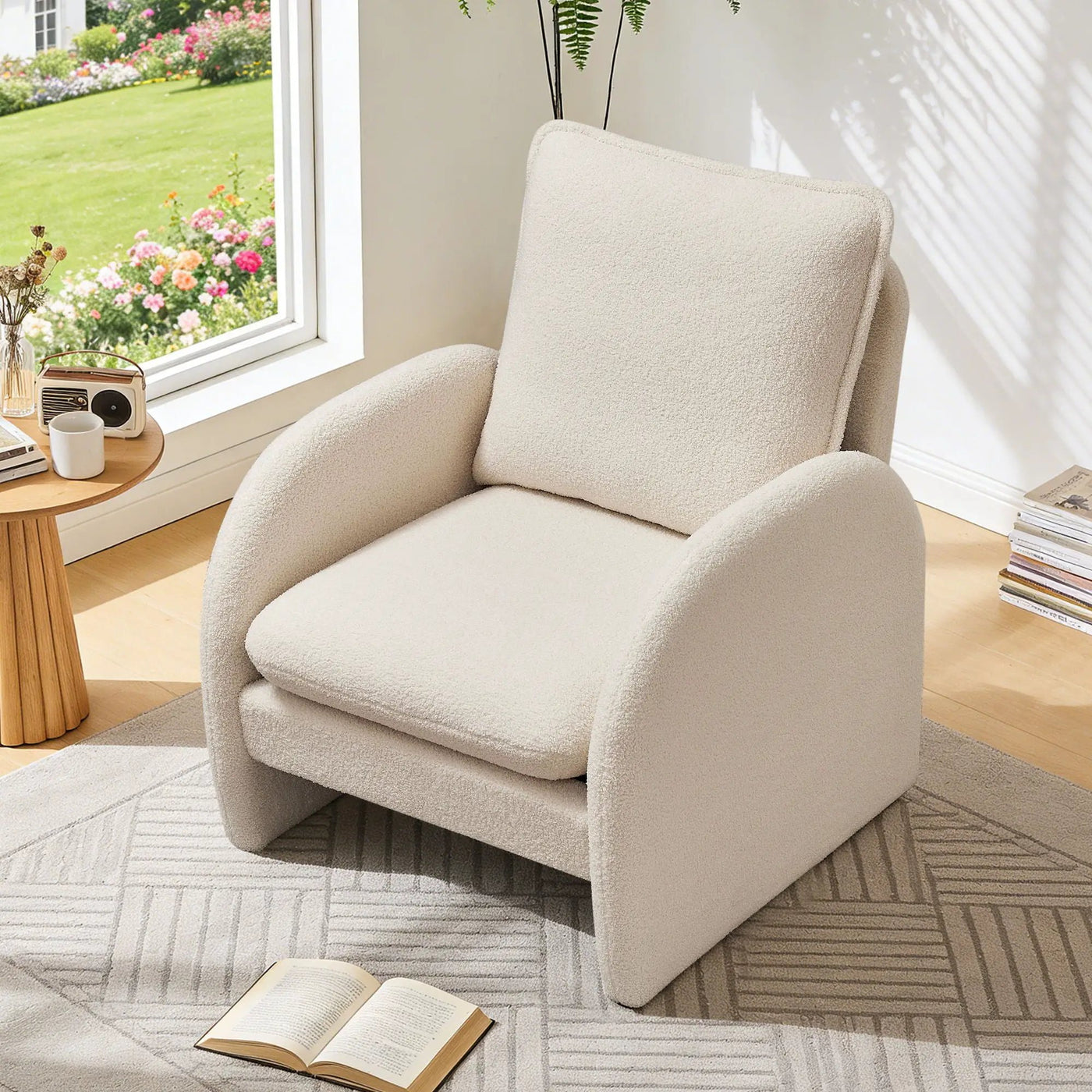 Modern Sherpa Upholstered Accent Chair, Comfortable Living Room Armchair, Lounge Chair For Bedroom, And Office by Unique Piece Furniture