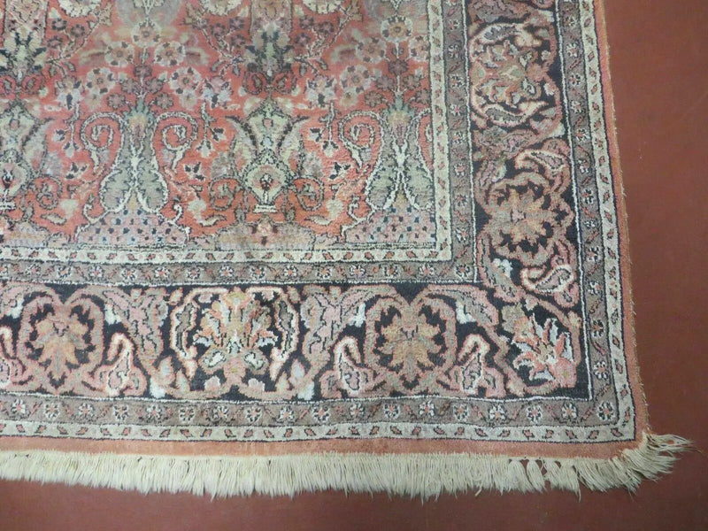 6' X 6' Vintage Handmade Fine Indian Silk Rug Kashmir Square Nice by Jewel Rugs
