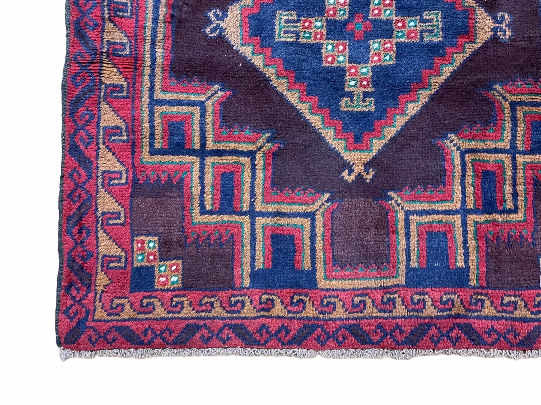 2'11" X 4'6" Vintage Handmade Tribal Wool Rug Balouchi Rug Afghan Rug Geometric by Jewel Rugs