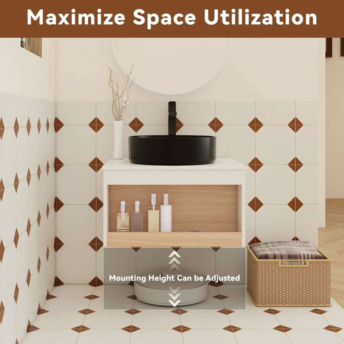 Floating Bathroom Vanity With Glossy Round Vessel Sink by HouseOfZazla
