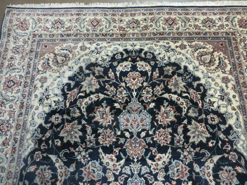 4' X 7' Vintage Handmade India Wool Silk Accent Rug Hand Knotted Black Organic by Jewel Rugs
