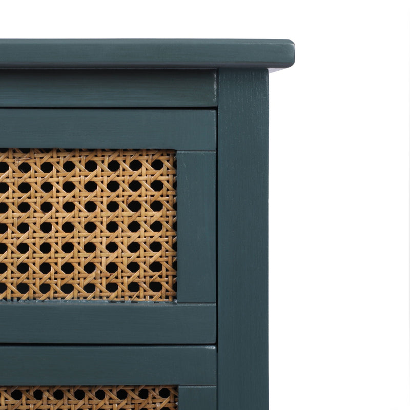 2 Drawer Side Table, Natural Rattan by HouseOfZazla