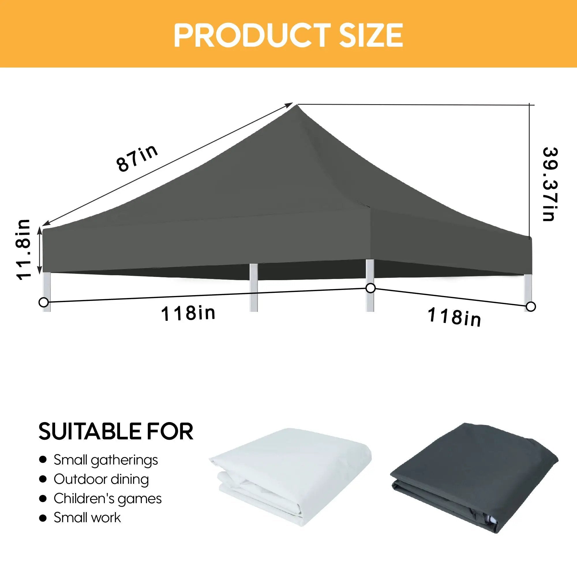 Canopy Replacement Top With 4 Pack W8 Bags, Pop Up Tent Cover Only, Frame Not Included by Unique Piece Furniture