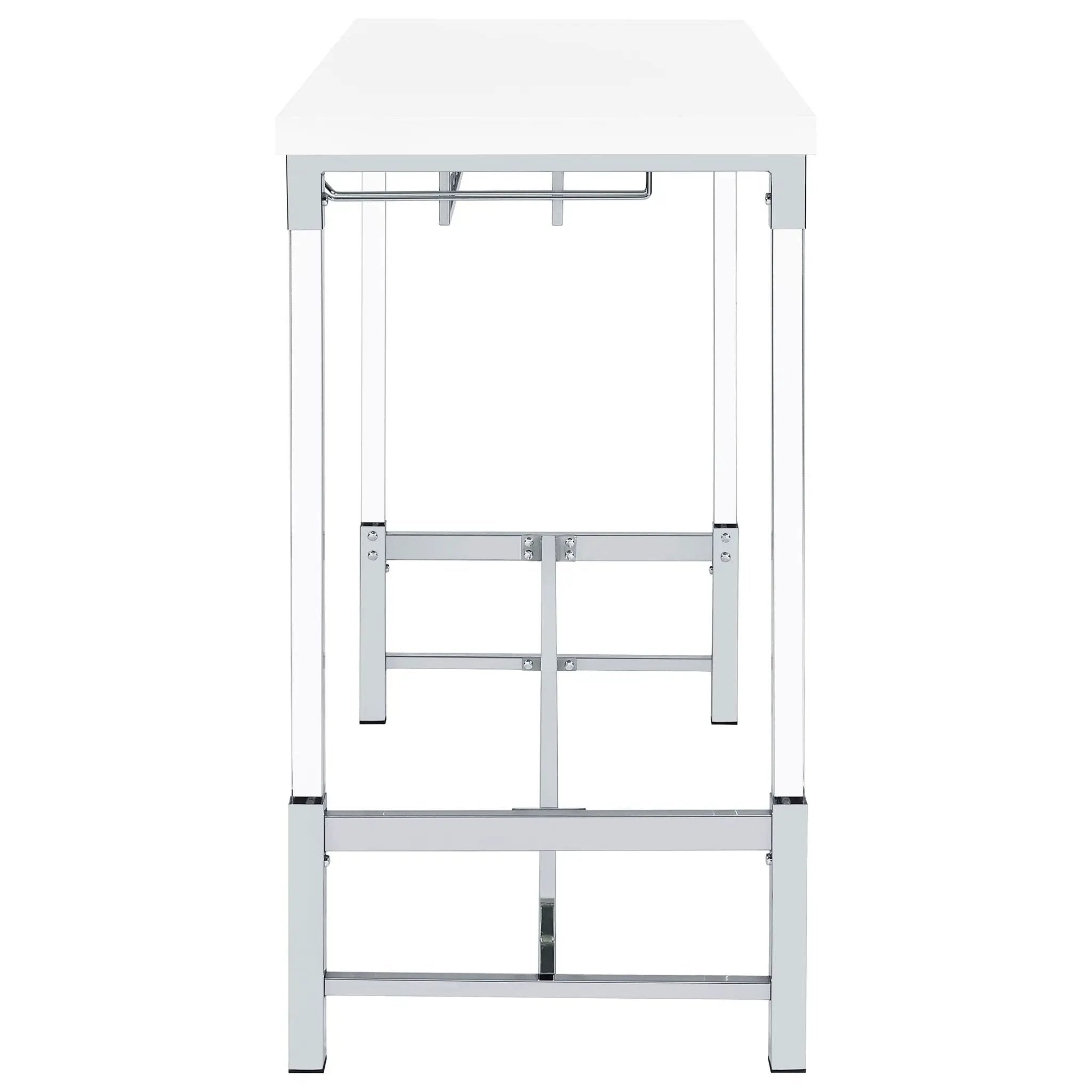 Norcrest 47-inch Acrylic Leg Bar Table White High Gloss by Unique Piece Furniture