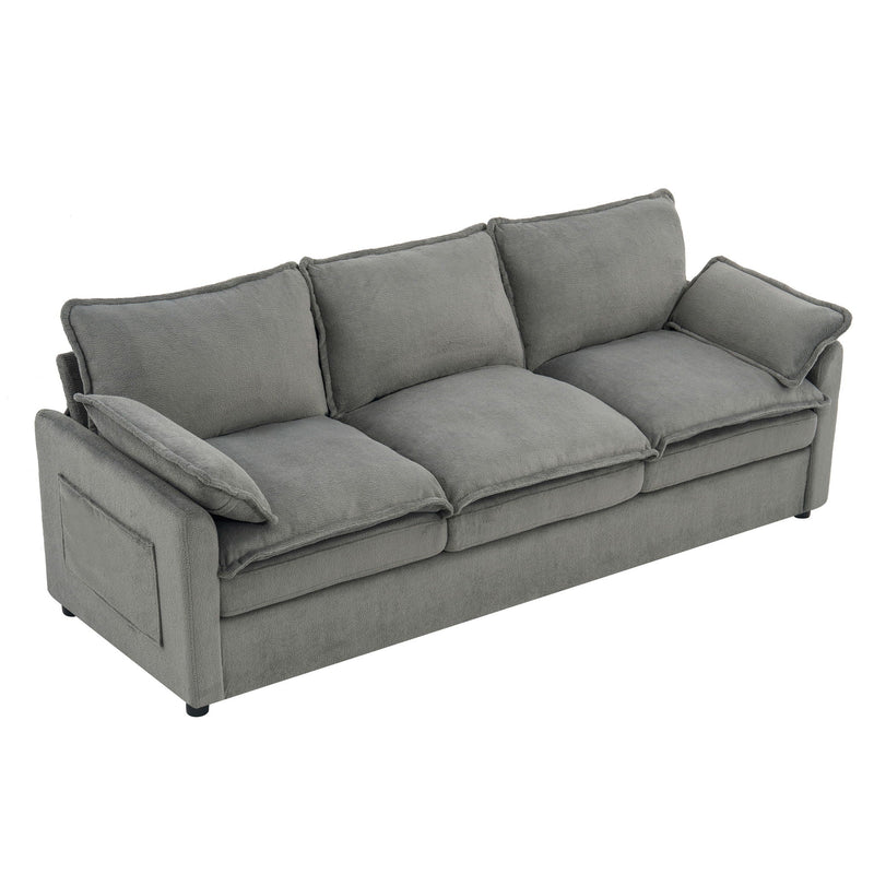 Modern 3 Seater Sofa With Side Storage Pockets For Living Room by HouseOfZazla
