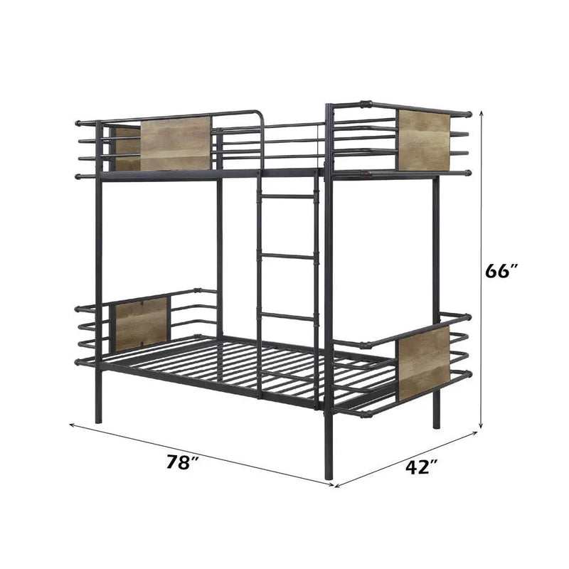 Deliz - Twin Over Twin Bunk Bed - Gunmetal by Unique Piece Furniture