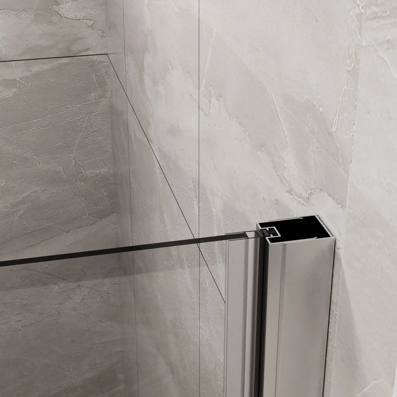 Bifold Frameless Glass Shower Door With Pivot Swing Panel, Tempered Clear Glass by HouseOfZazla