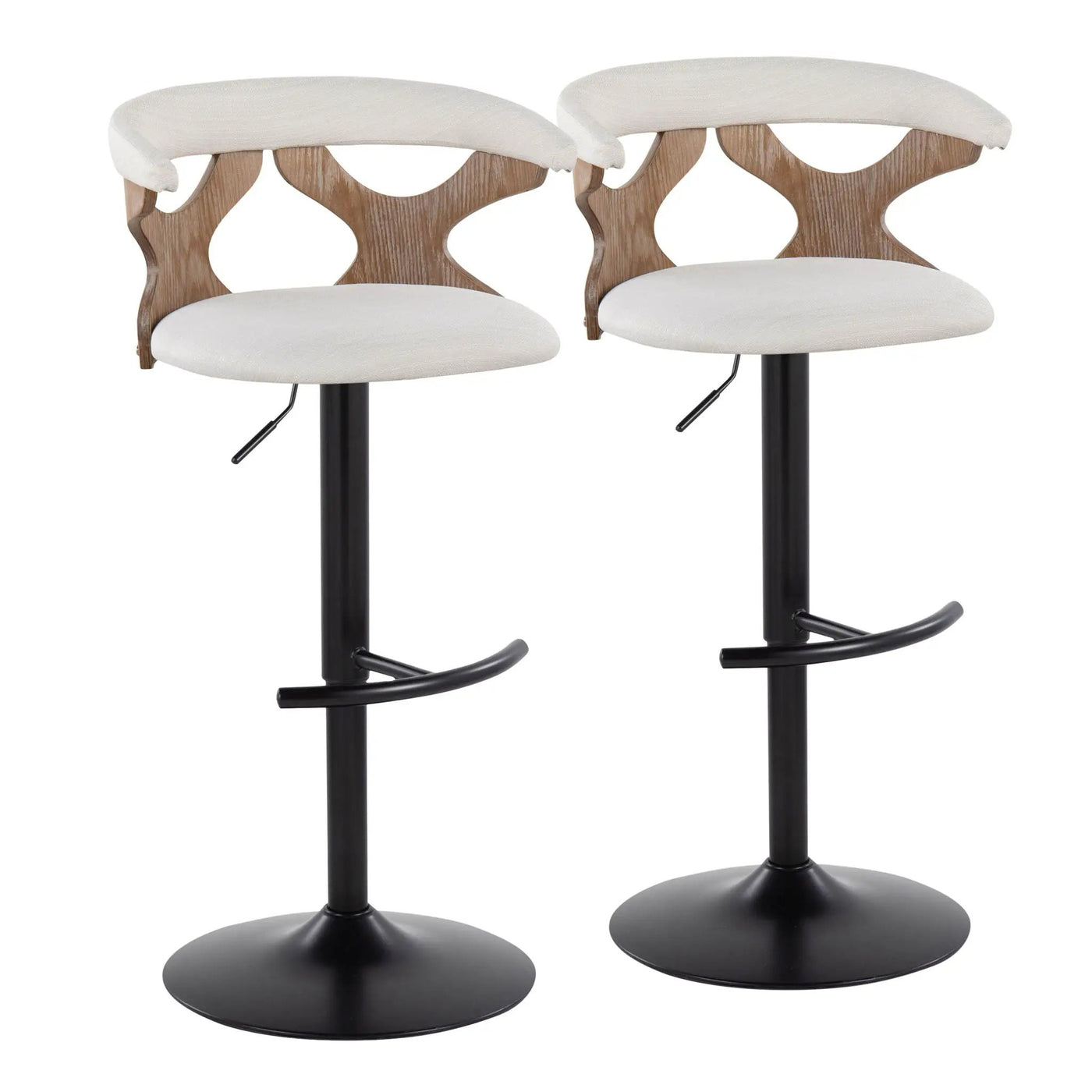 Gardenia - Contemporary Adjustable Barstool & Swivel With Rounded T Footrest (Set of 2) by HouseOfZazla