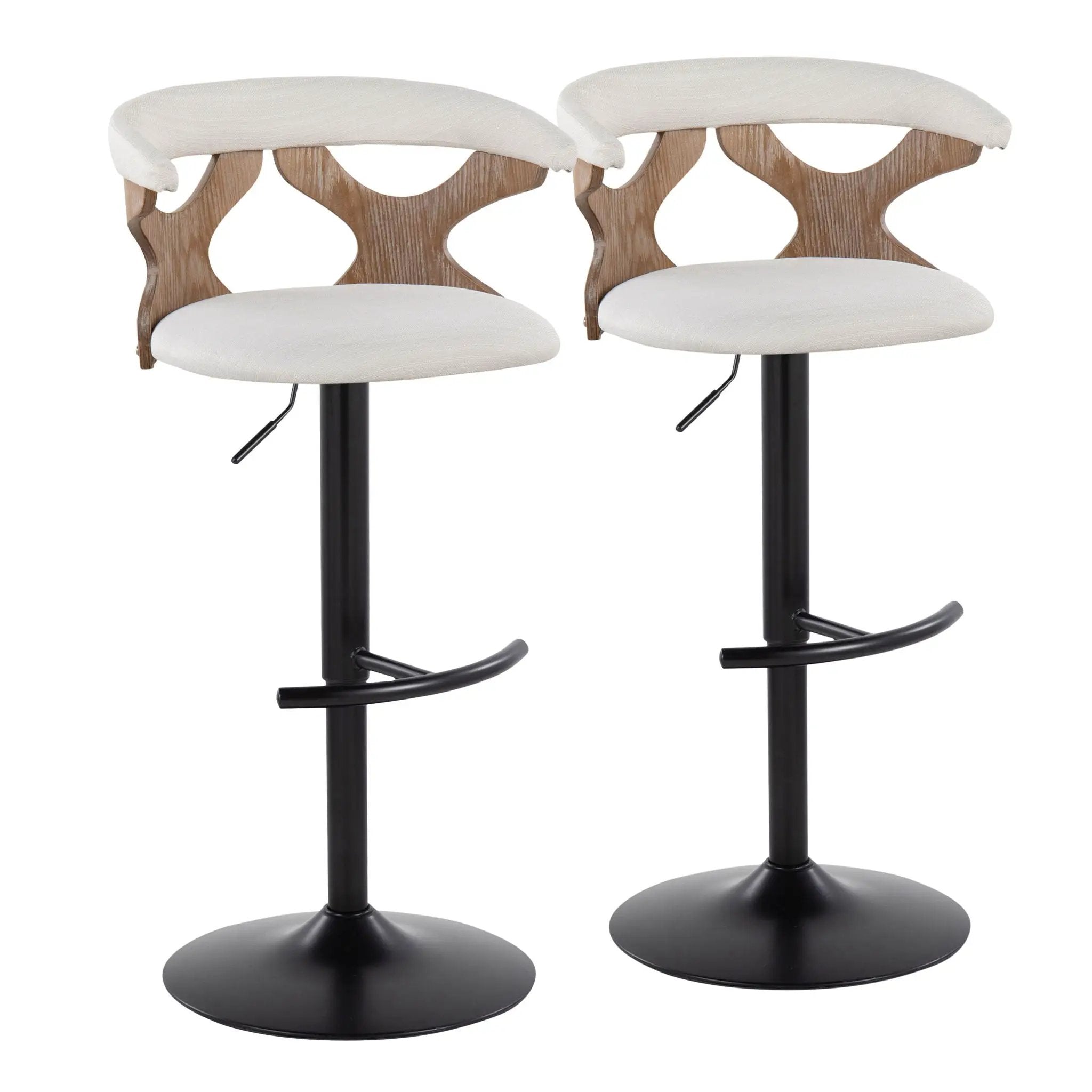 Gardenia - Contemporary Adjustable Barstool & Swivel With Rounded T Footrest (Set of 2) by HouseOfZazla