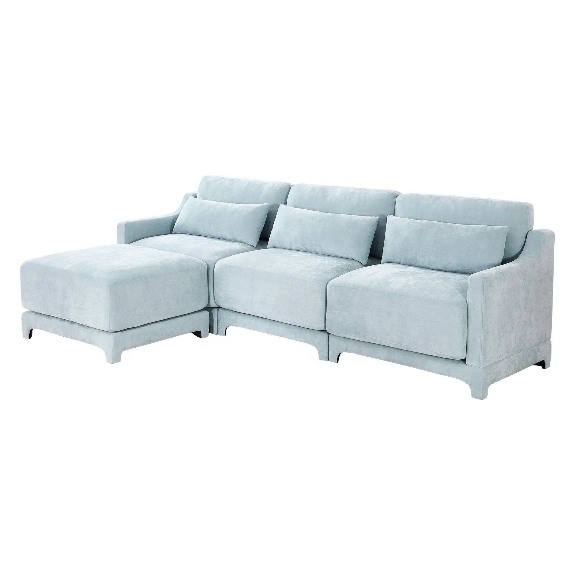 Stylish Sofa With Ottoman And Lumbar Pillows, Ergonomic Design by HouseOfZazla