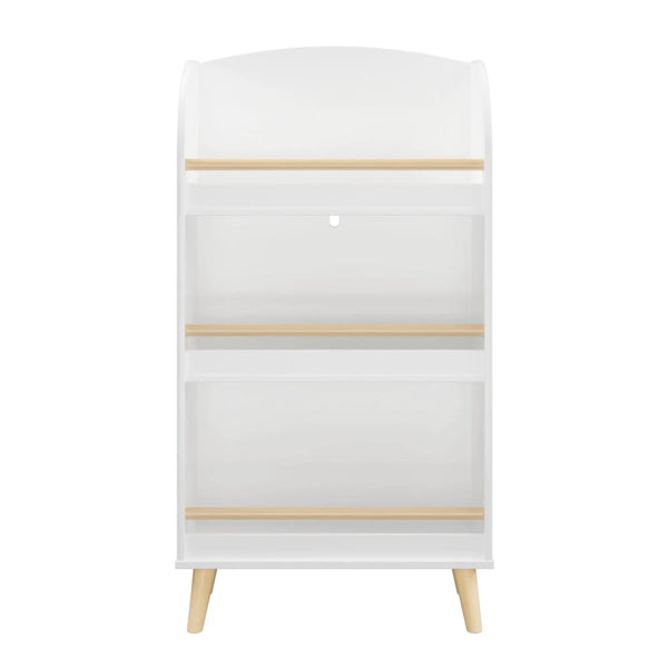 Bookshelf 3 Tier Book Organizer With Toy Storage - White
