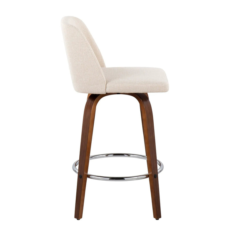 Toriano - Mid-Century Modern Fixed Height Counter Stool With Round Footrest (Set of 2) by HouseOfZazla