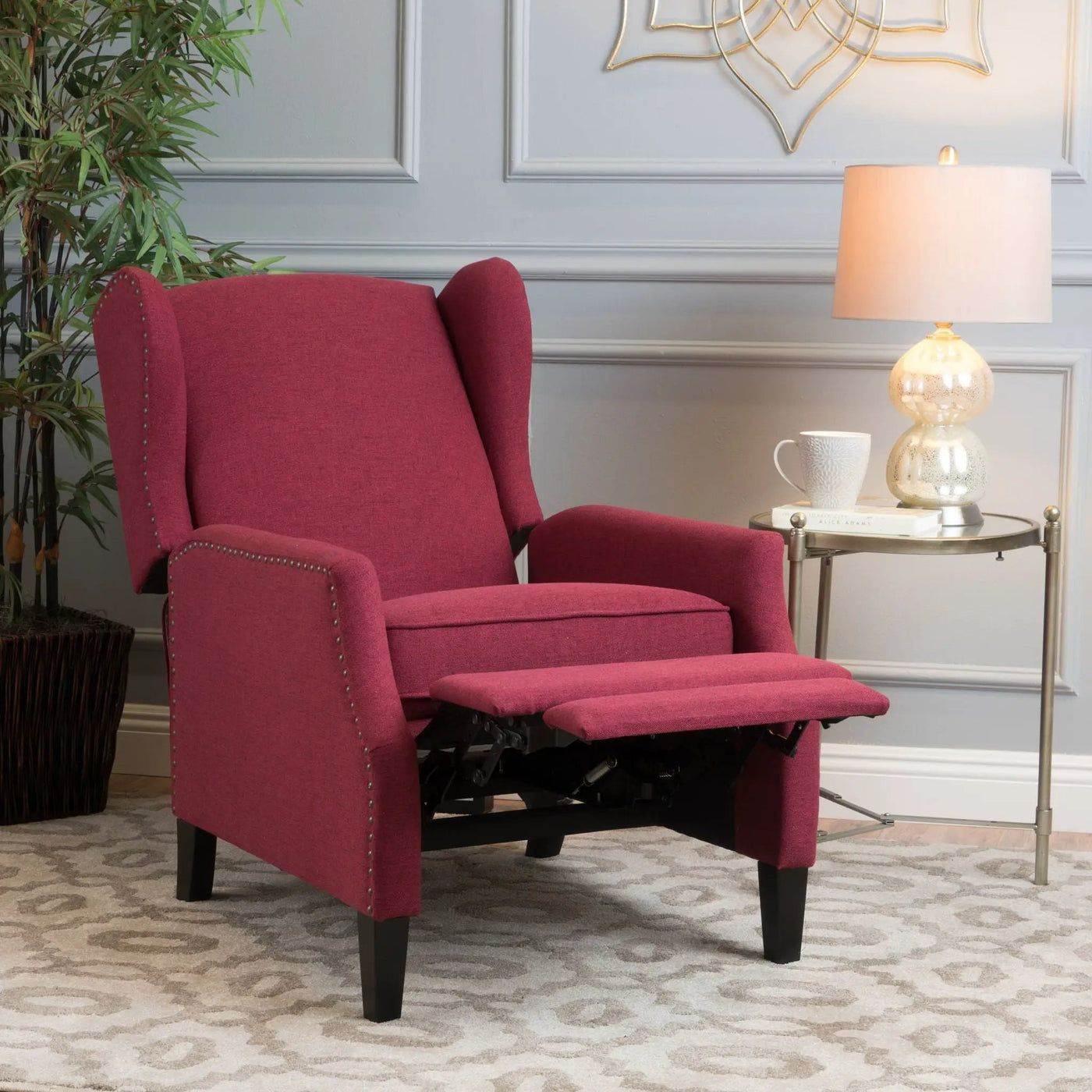 Westeros Wing Back Fabric Upholstered Recliner by Unique Piece Furniture