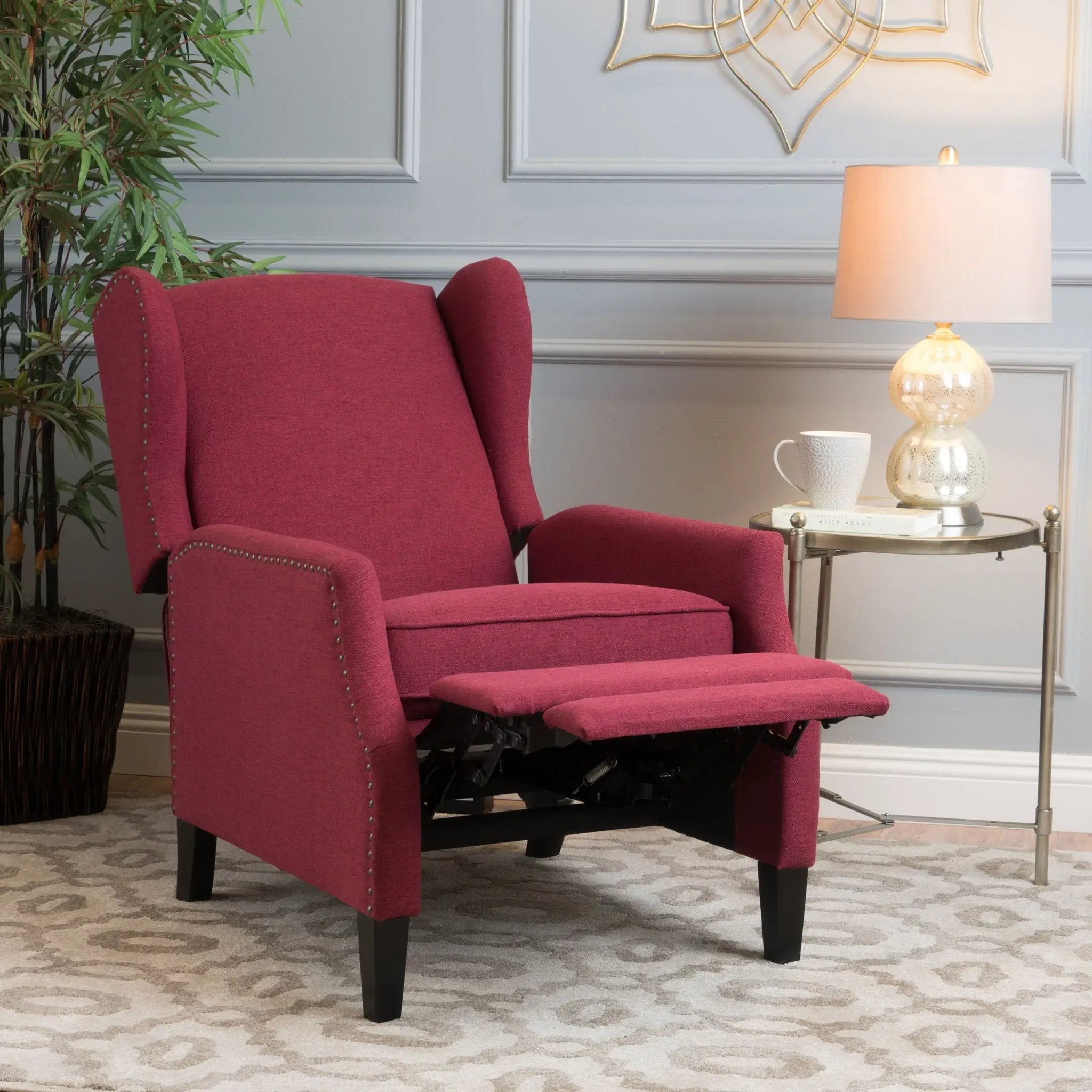 Westeros Wing Back Fabric Upholstered Recliner by Unique Piece Furniture