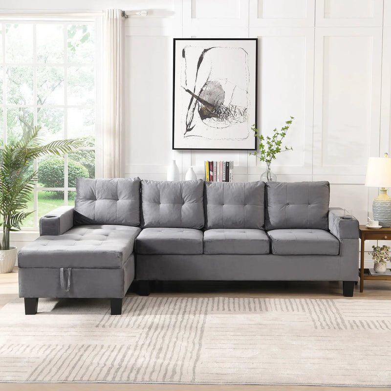 Modern Sectional Sofa Set With L Shape Chaise Lounge And Storage by Unique Piece Furniture