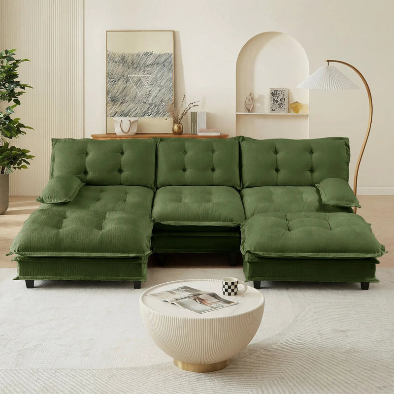 107" U Shaped Modern Sofa Modular Sectional Cloud Couch with Ottomans by HouseOfZazla