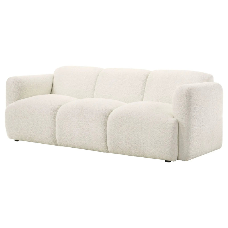 Dorset Fabric Upholstered Round Track Arm Sofa White by Unique Piece Furniture