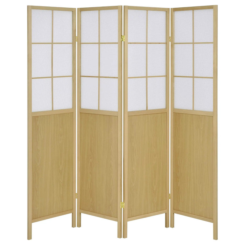 Edwards 4-Panel Room Divider Folding Shoji Screen Natural by Unique Piece Furniture