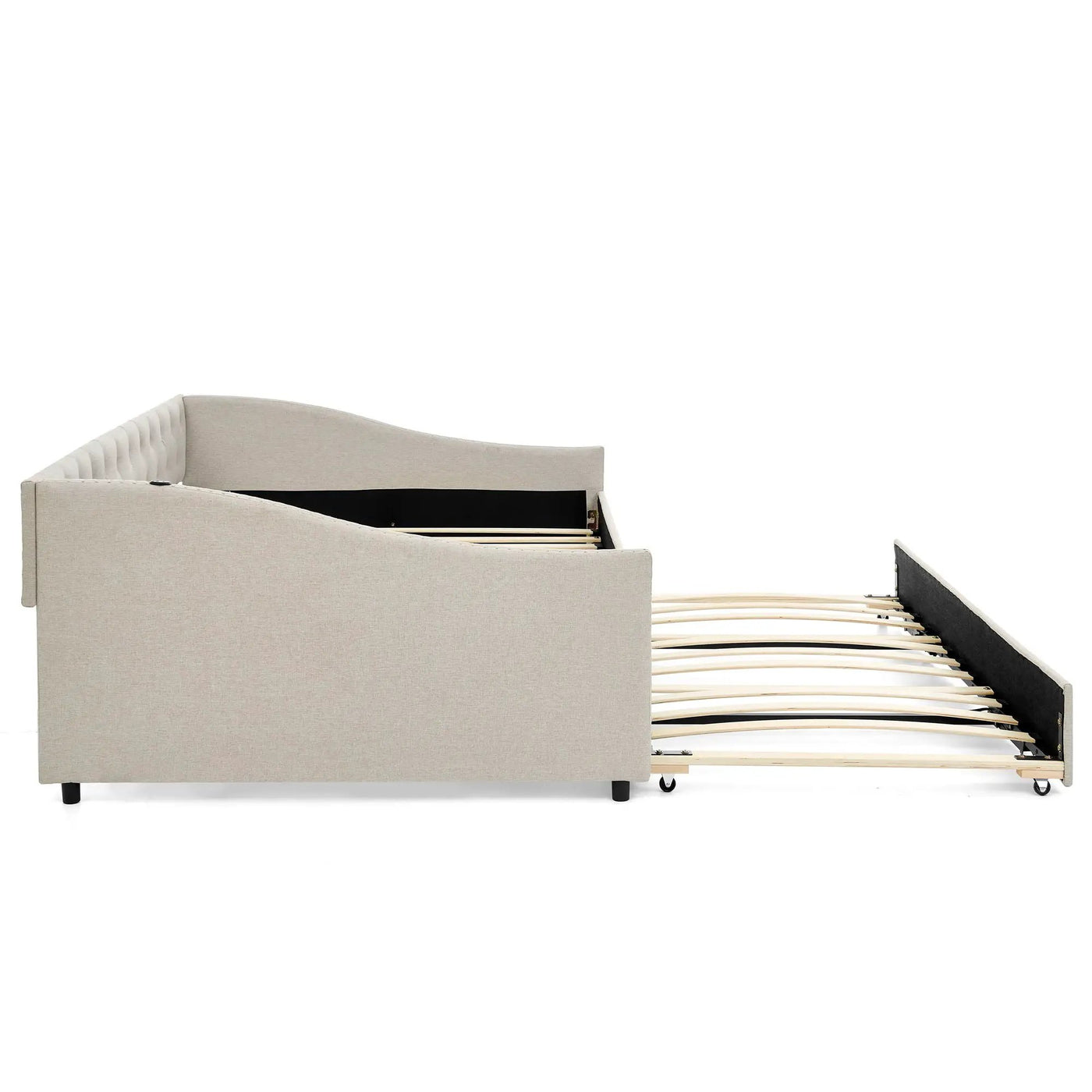 Upholstered Daybed With USB Charging & Pull Out Bed by HouseOfZazla
