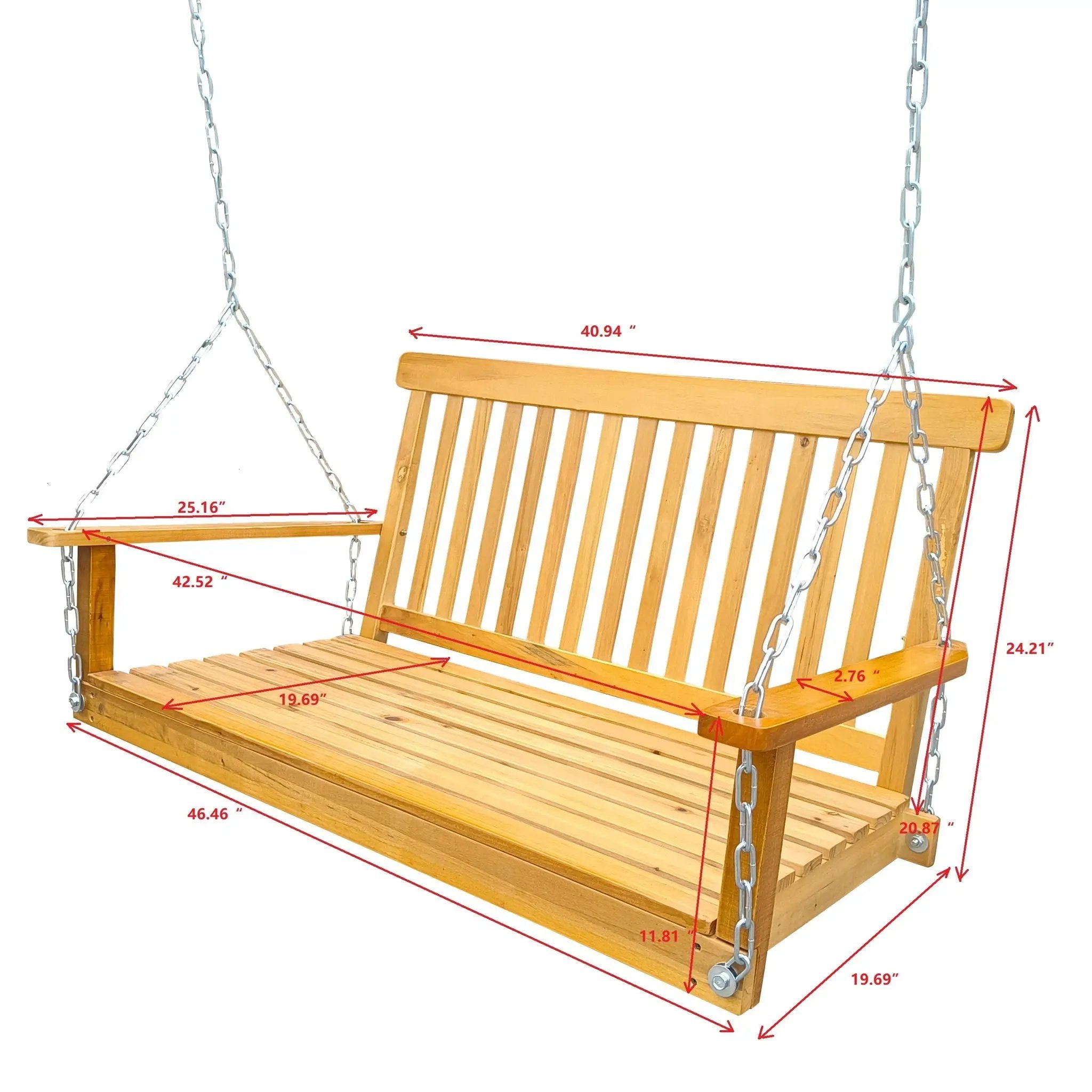 Front Porch Swing With Armrests For Outdoor Patio, Garden Yard, Backyard Or Sunroom by Unique Piece Furniture