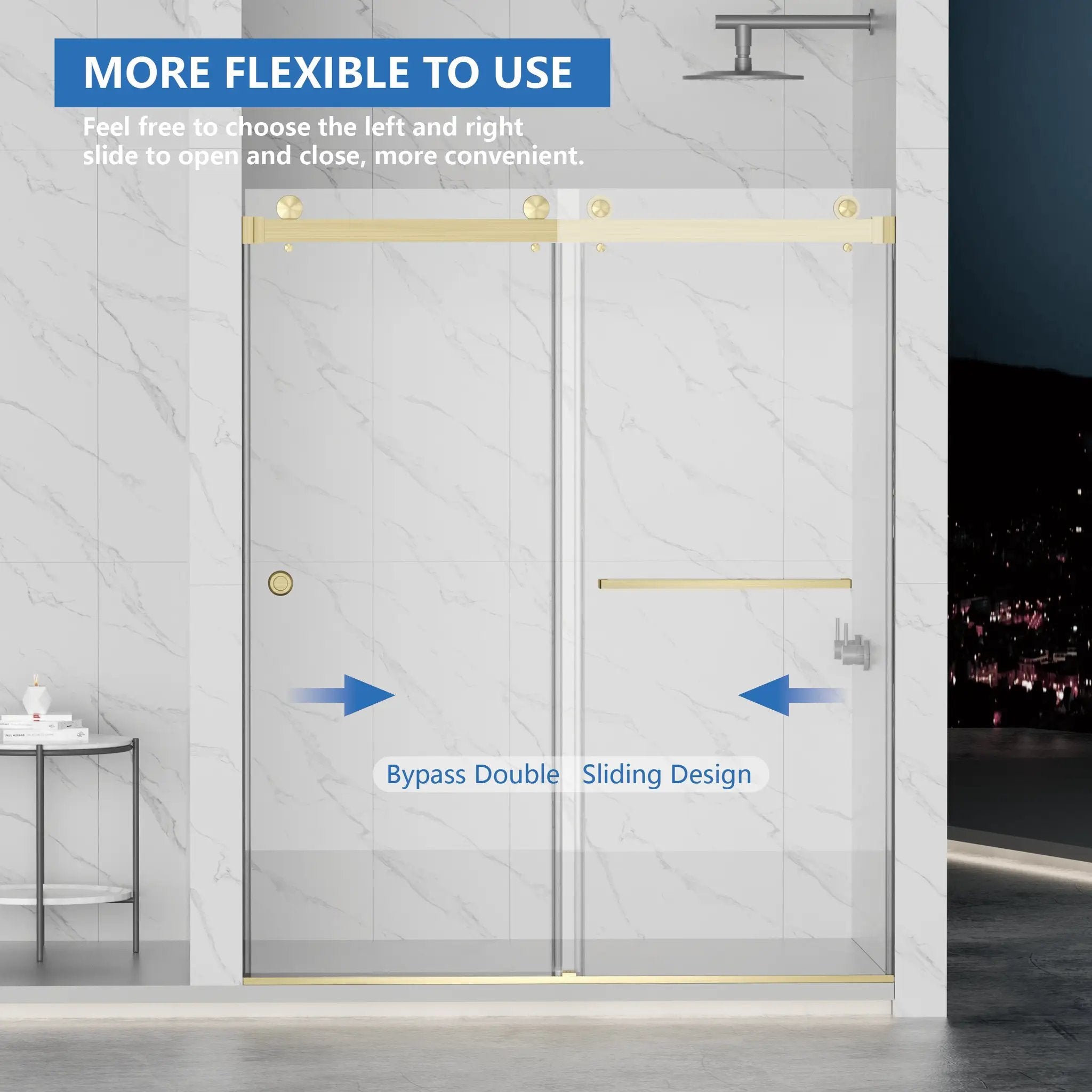 Frameless Shower Door with Double Sliding Design by HouseOfZazla