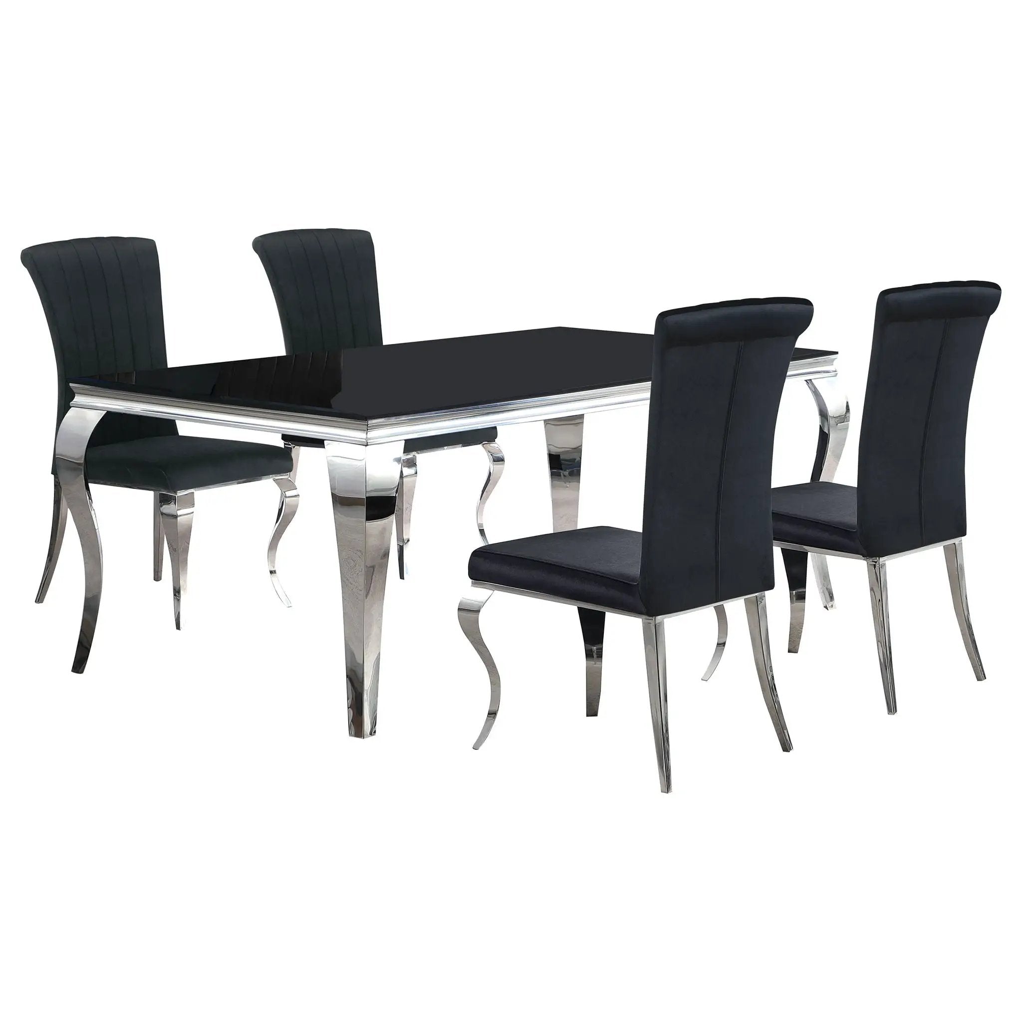 5 Piece Rectangular Dining Set With Upholstered Chairs - Black by HouseOfZazla