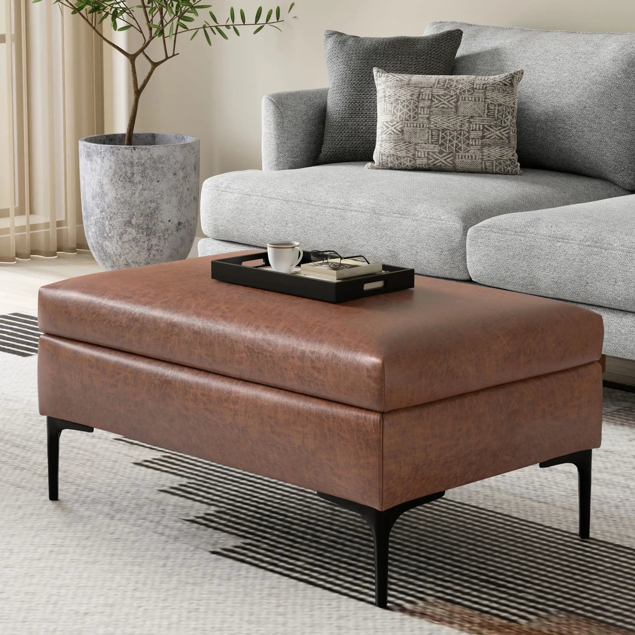 Rebecca - Multifunctional Coffee Table Storage Ottoman With Lift Up Lid by Unique Piece Furniture