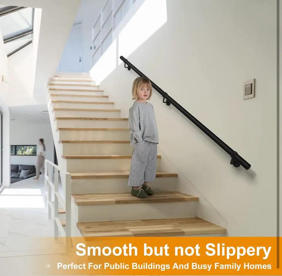 ROTHLEY 6.6 FT Industrial Handrails for Indoor Stairs: Modern Staircase Handrails Wall Mount Stair Handrail 1.6 Round Sturdy Pipe Hand Railings for St by Selzalot