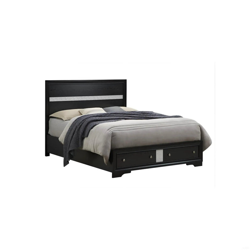 Madrid - Queen Bed With Storage Drawers And Nickel Handles - Black by Unique Piece Furniture