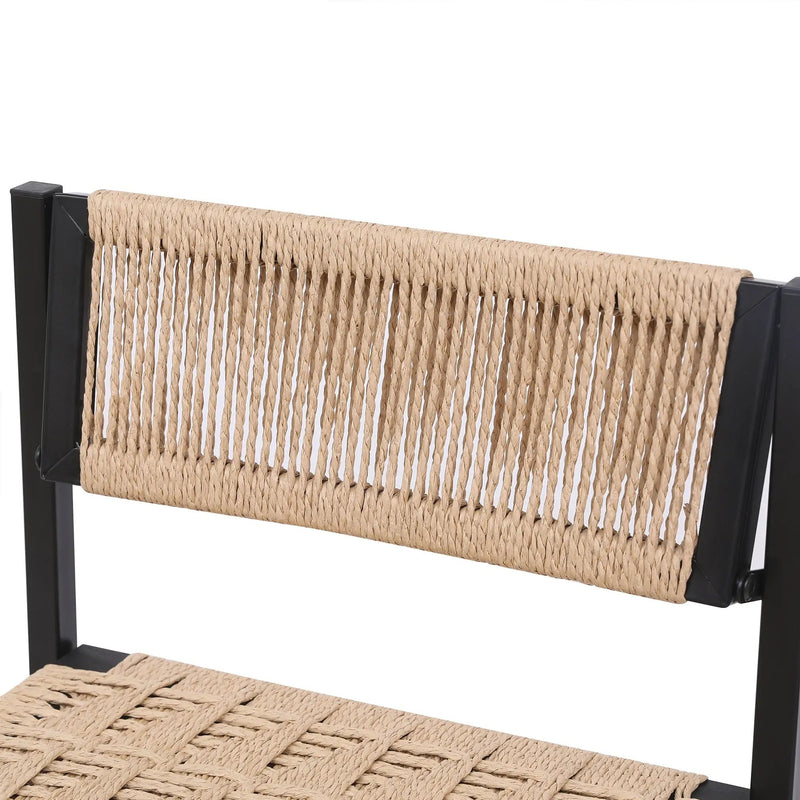 Kitchen Bar Stools with Footrest Set of 2 Paper Rope Weave Dining Chairs by HouseOfZazla