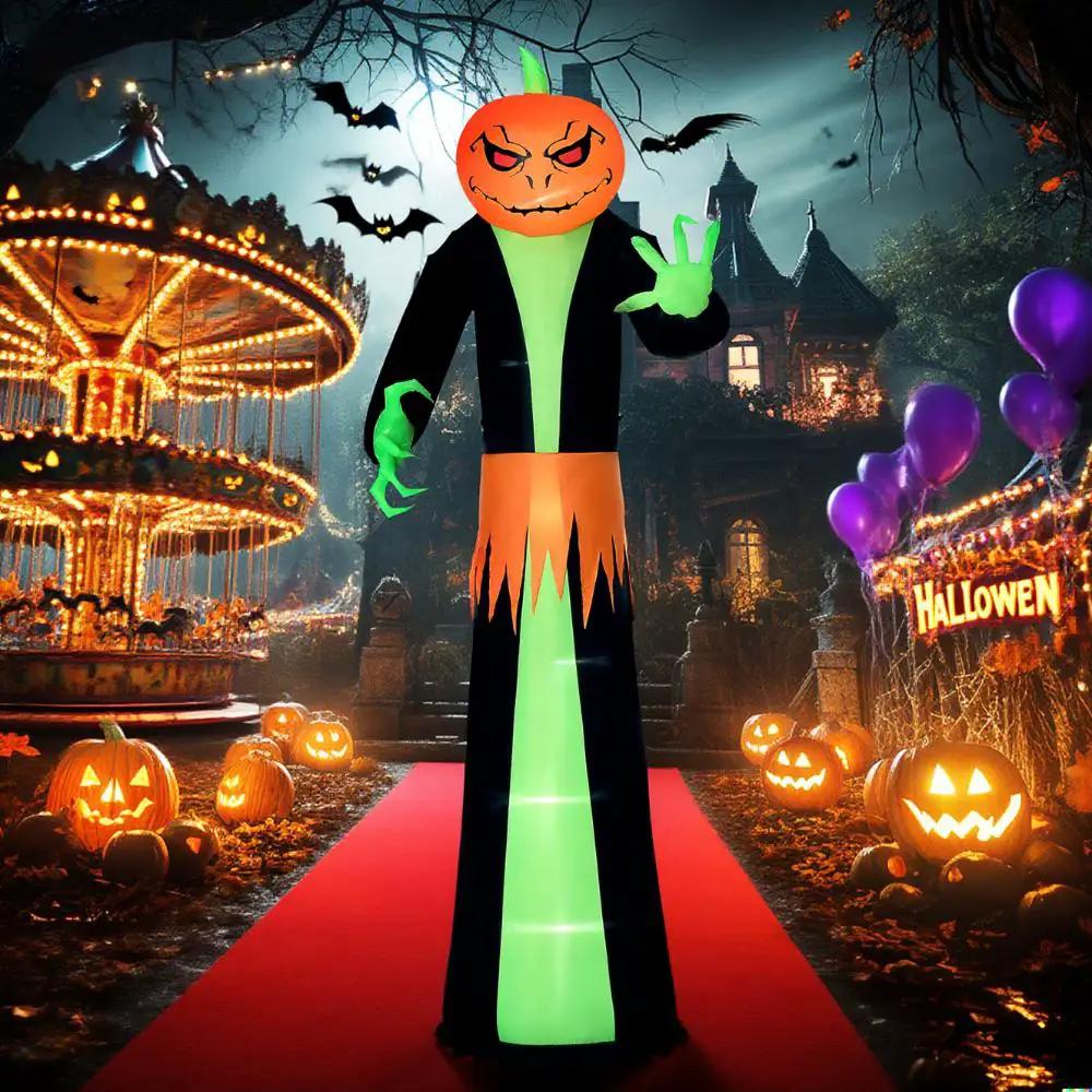 Halloween Inflatable Outdoor Decorations Pumpkin Head Ghost by HouseOfZazla