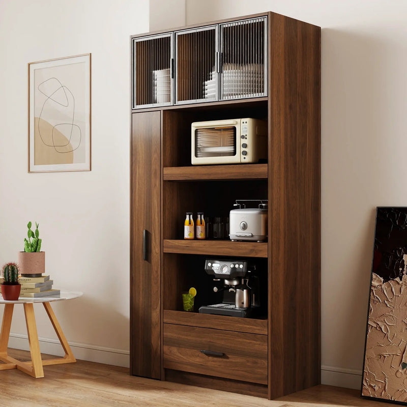 70.87" Tall Kitchen Pantry Cabinet with Multi-Tier Pull-Out Shelf by HouseOfZazla