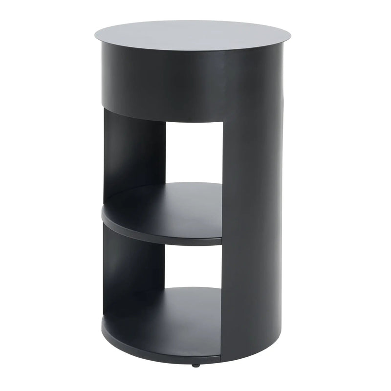 Indoor 3-Tier Metal Round Side Table with Sliding Door Cabinet by HouseOfZazla